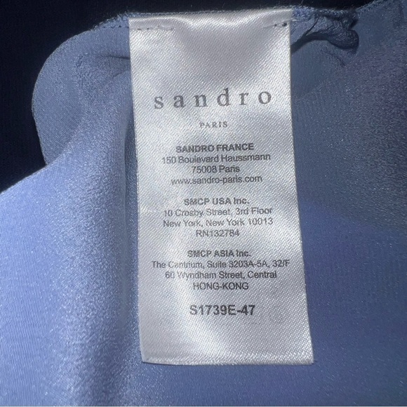 Sandro Paris Ipolit Blue Silk Cashmere Tie-Back Sweater Sheer Wrap Back Size Med - Picture 8 of 9